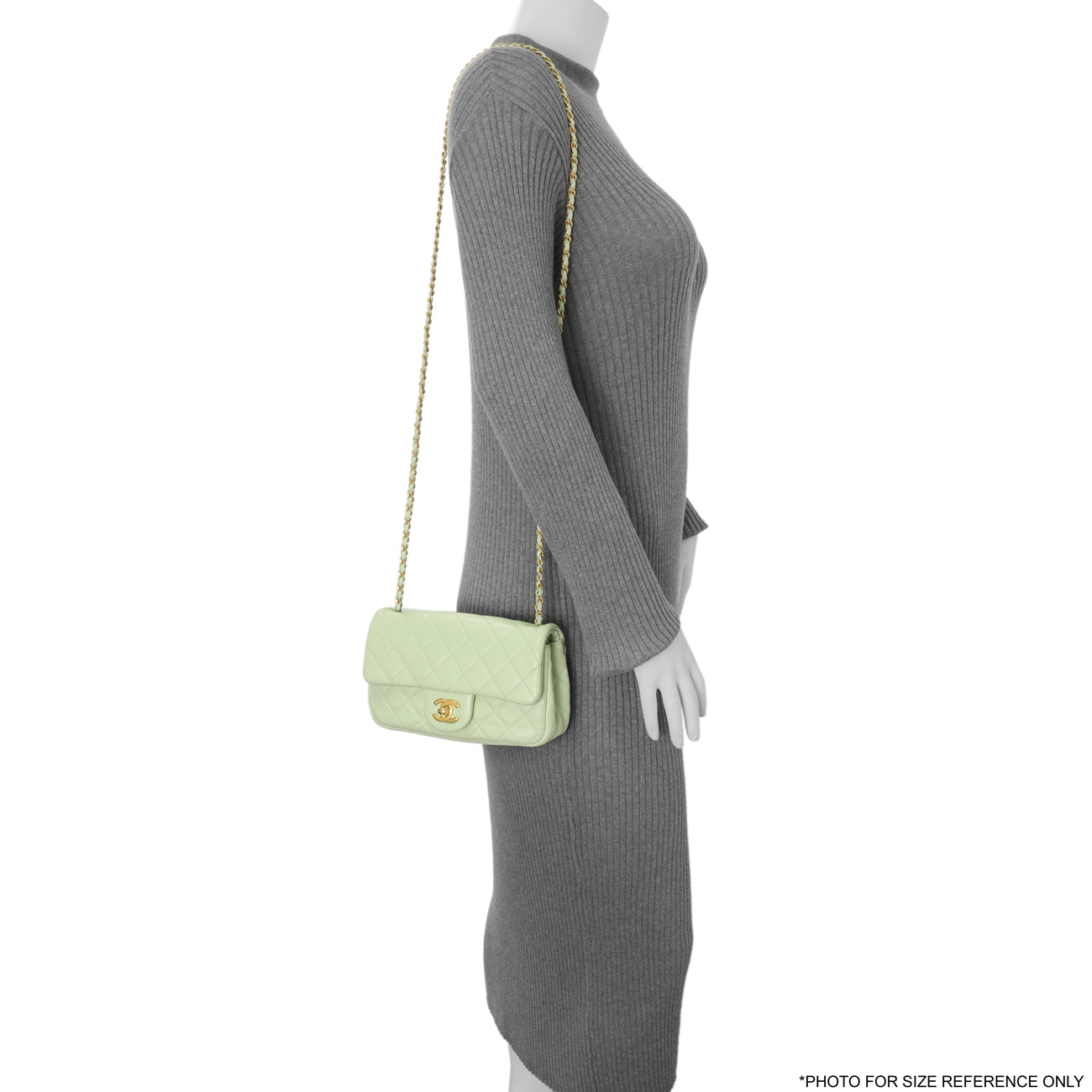 Exclusive Chanel Green Quilted Lambskin Mini Pearl Crush Rectangular Flap — Alternate View 12