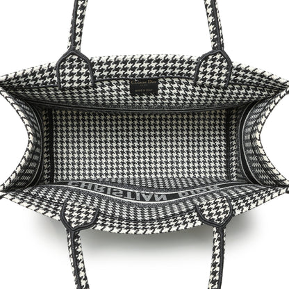 Exclusive Christian Dior Black White Houndstooth Canvas Medium Book Tote — Alternate View 8