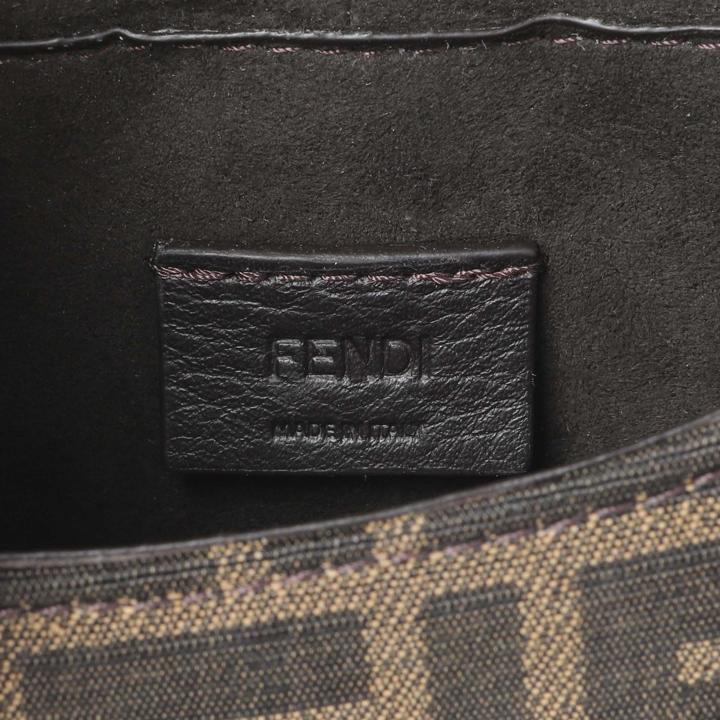 Exclusive Fendi Tobacco Jacquard Vitello Cher Cuoio FF 1974 Nano C'mon — Detail View