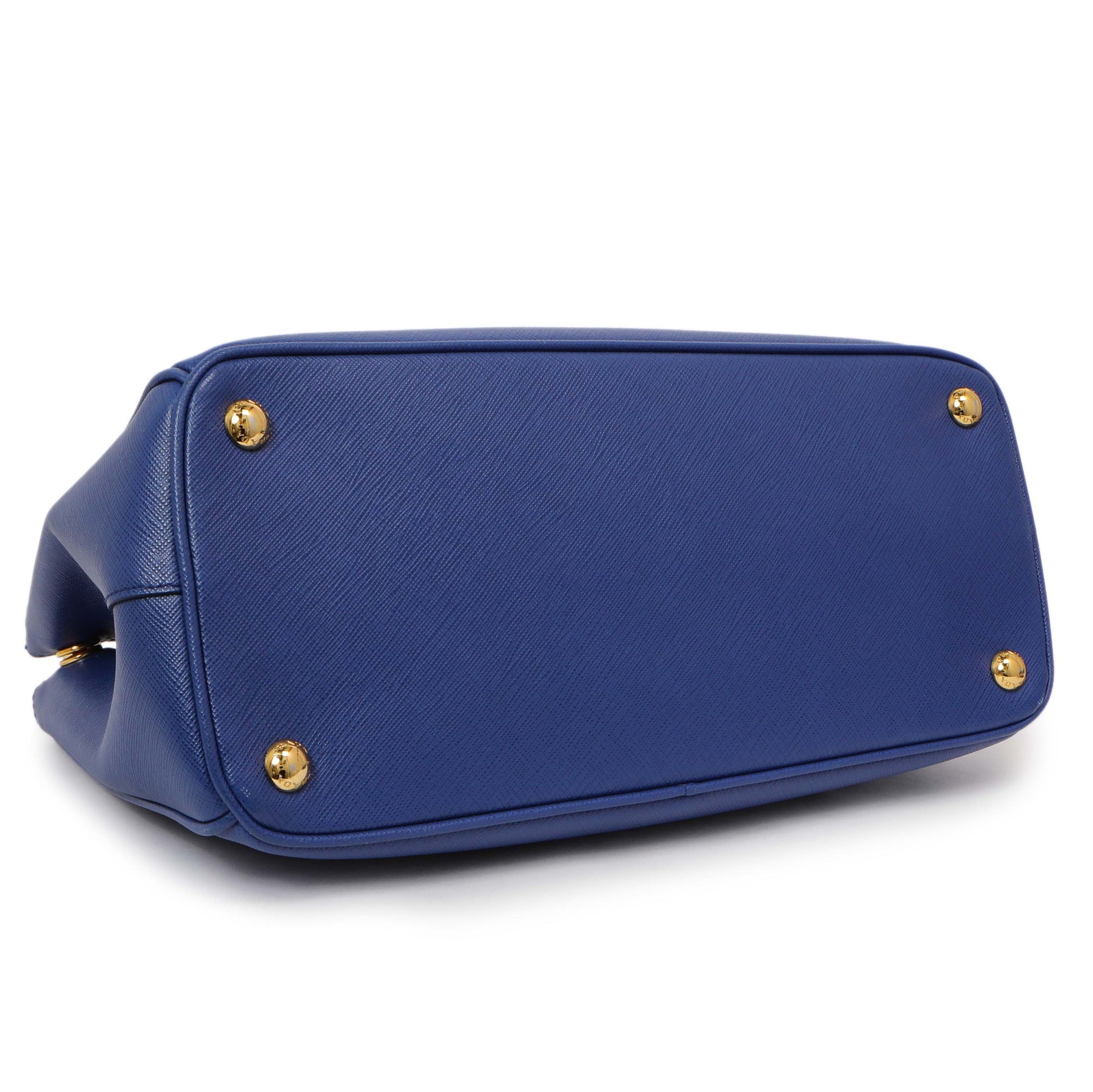 Exclusive Prada Blue Saffiano Small Galleria Double Zip Tote — Back View