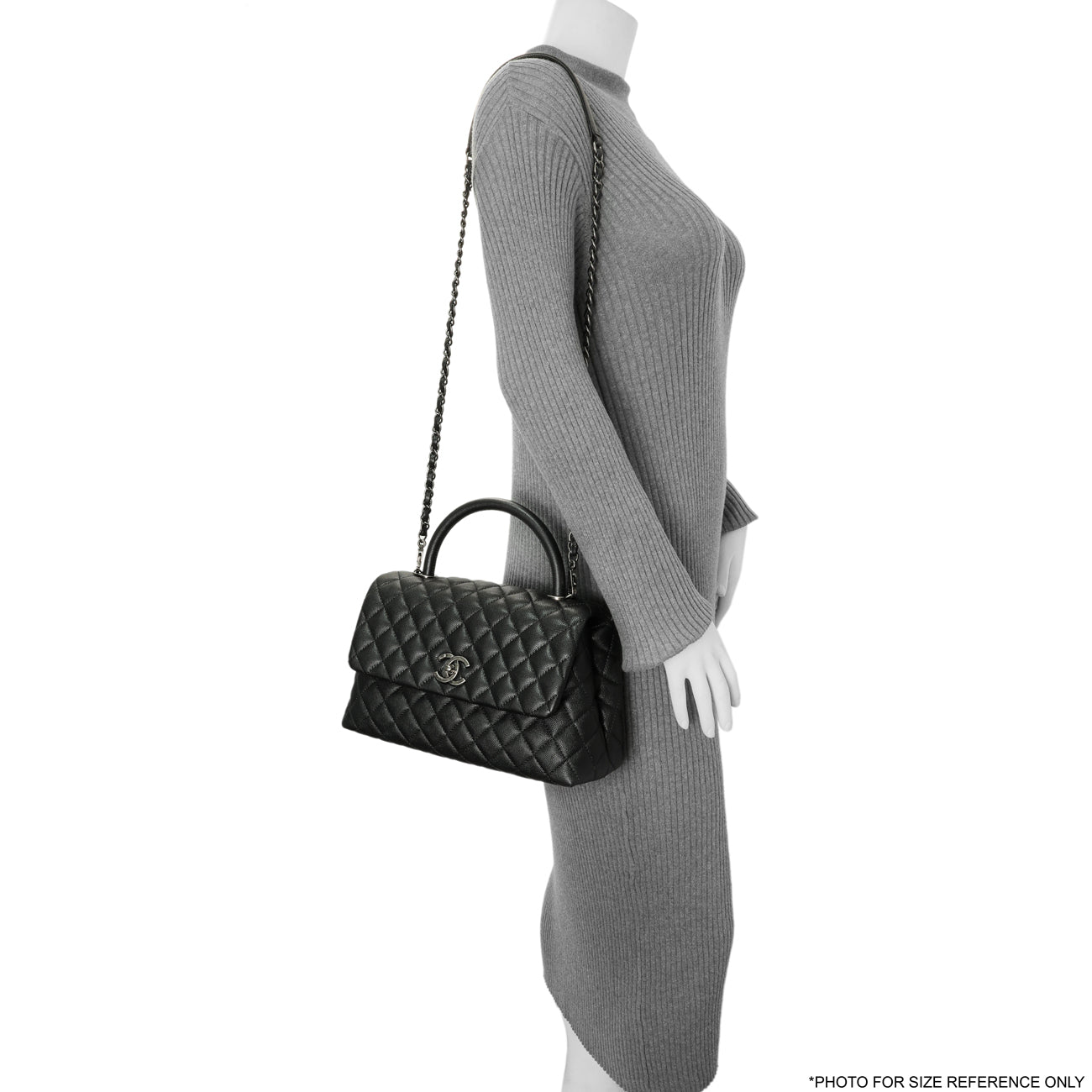 Exclusive Chanel Black Quilted Caviar Small Coco Handle — Alternate View 11