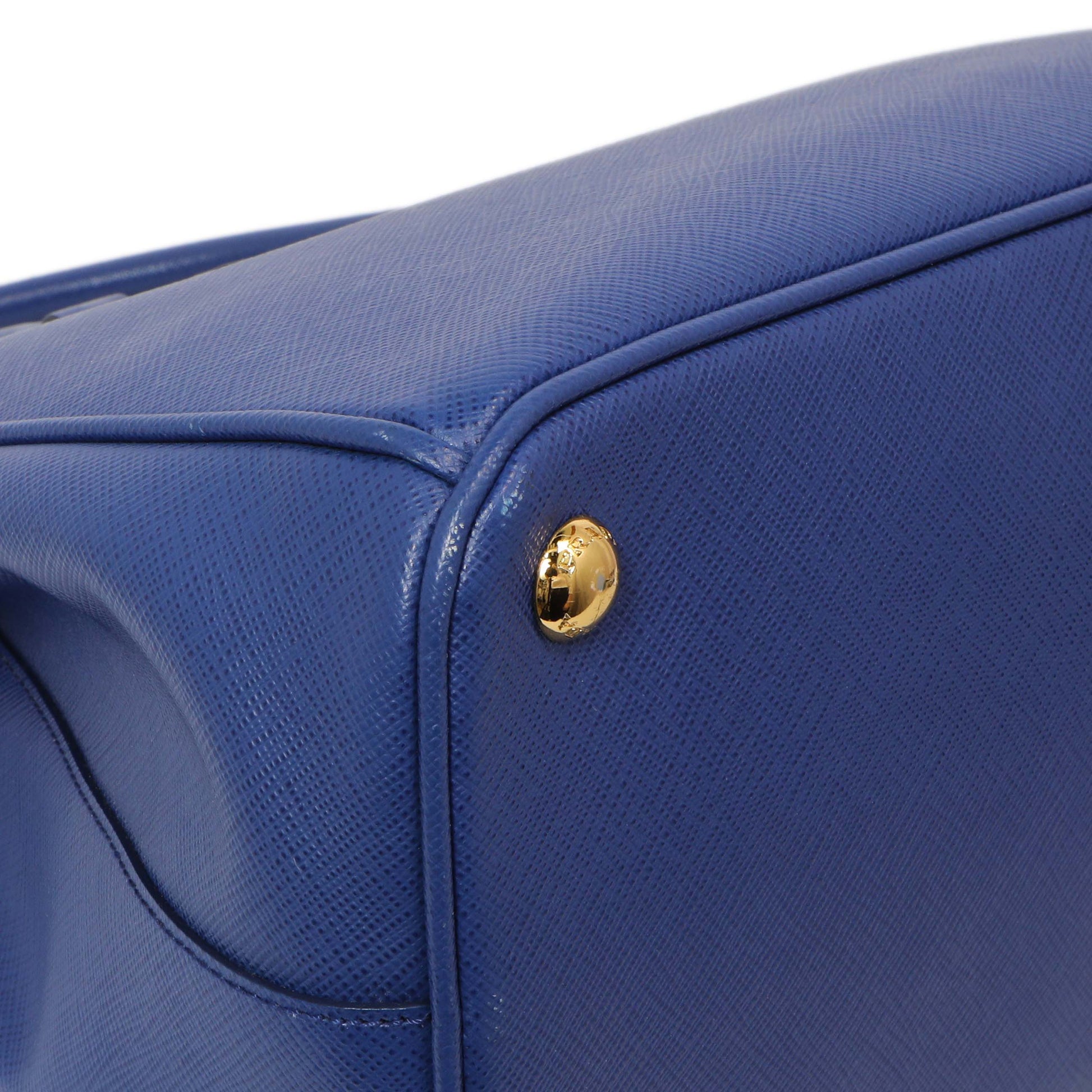 Exclusive Prada Blue Saffiano Small Galleria Double Zip Tote — Lifestyle View
