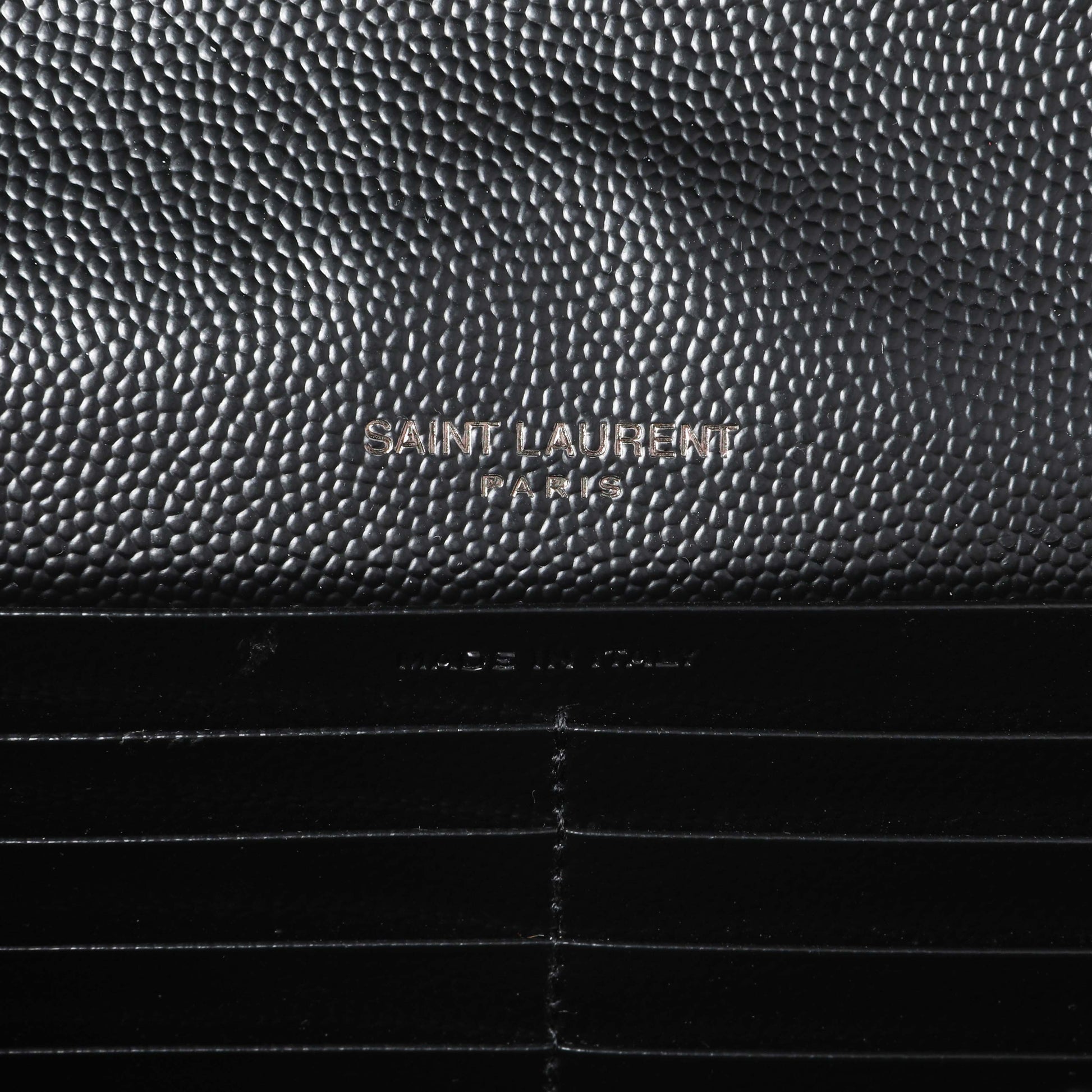 Exclusive Saint Laurent Black Grain De Poudre Matelasse Chevron Monogram Chain Wallet — Alternate View 9