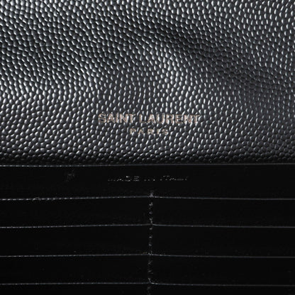 Exclusive Saint Laurent Black Grain De Poudre Matelasse Chevron Monogram Chain Wallet — Alternate View 9