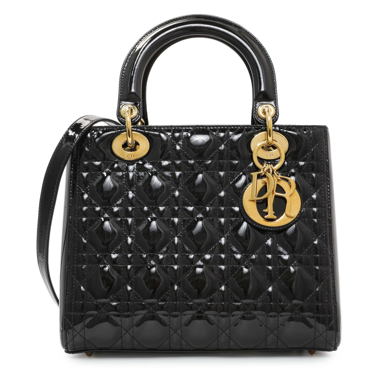 Exclusive Christian Dior Patent Cannage Medium Lady Dior — Front View