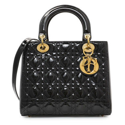Exclusive Christian Dior Patent Cannage Medium Lady Dior — Front View