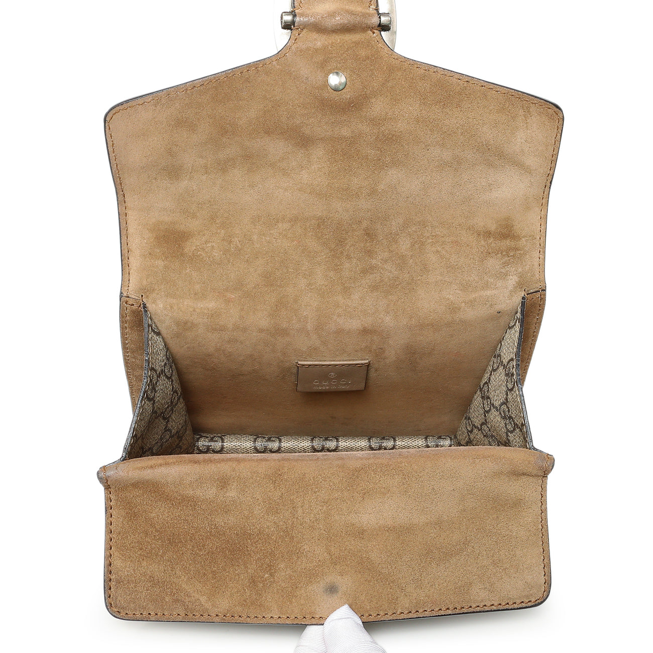 Exclusive Gucci Taupe GG Supreme Monogram Mini Dionysus Shoulder Bag — Top View