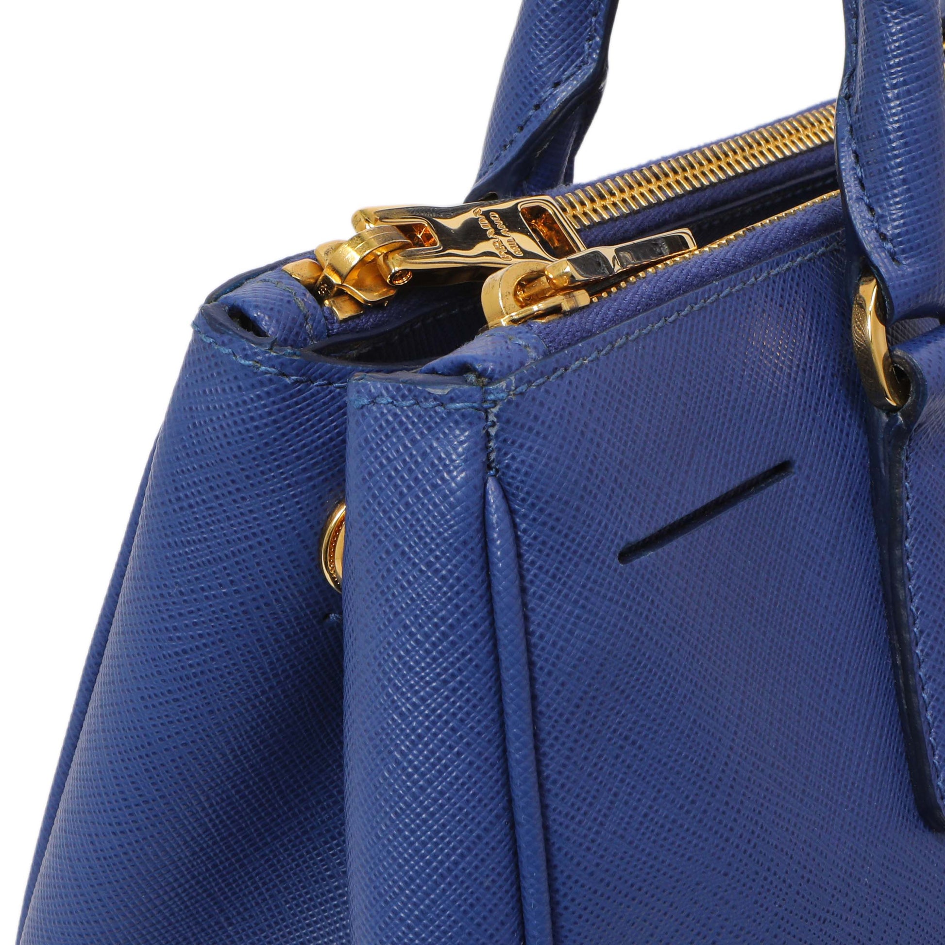 Exclusive Prada Blue Saffiano Small Galleria Double Zip Tote — Alternate View 10
