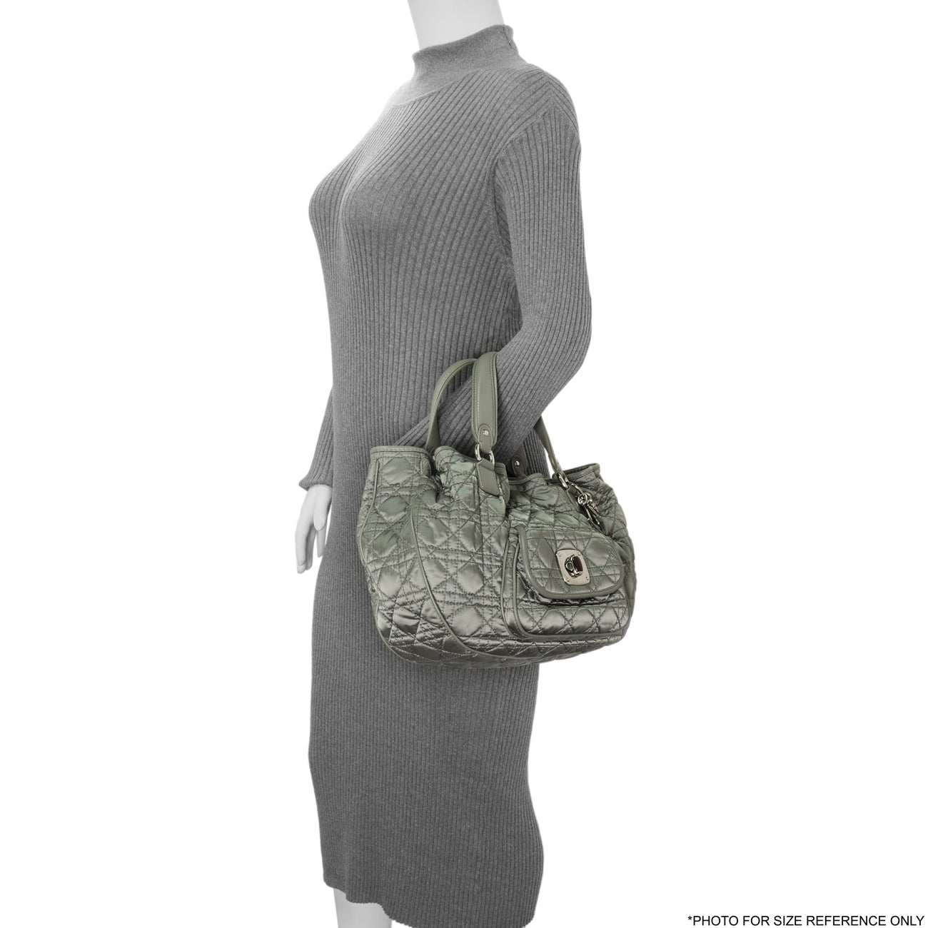 Exclusive Christian Dior Grey Nylon Cannage Charming Lock Tote — Alternate View 9