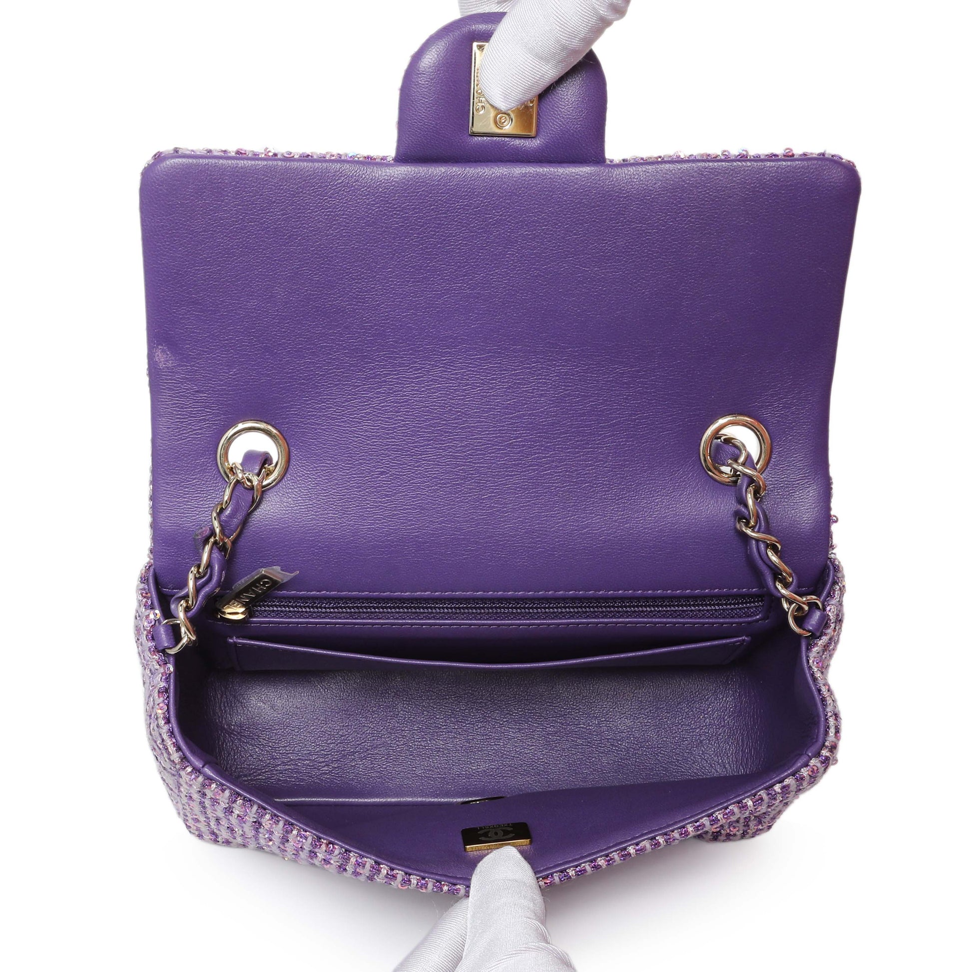 Exclusive Chanel Purple Tweed Sequin Mini Rectangular Flap — Alternate View 8