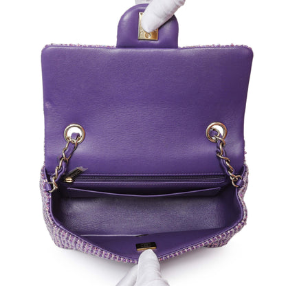 Exclusive Chanel Purple Tweed Sequin Mini Rectangular Flap — Alternate View 8