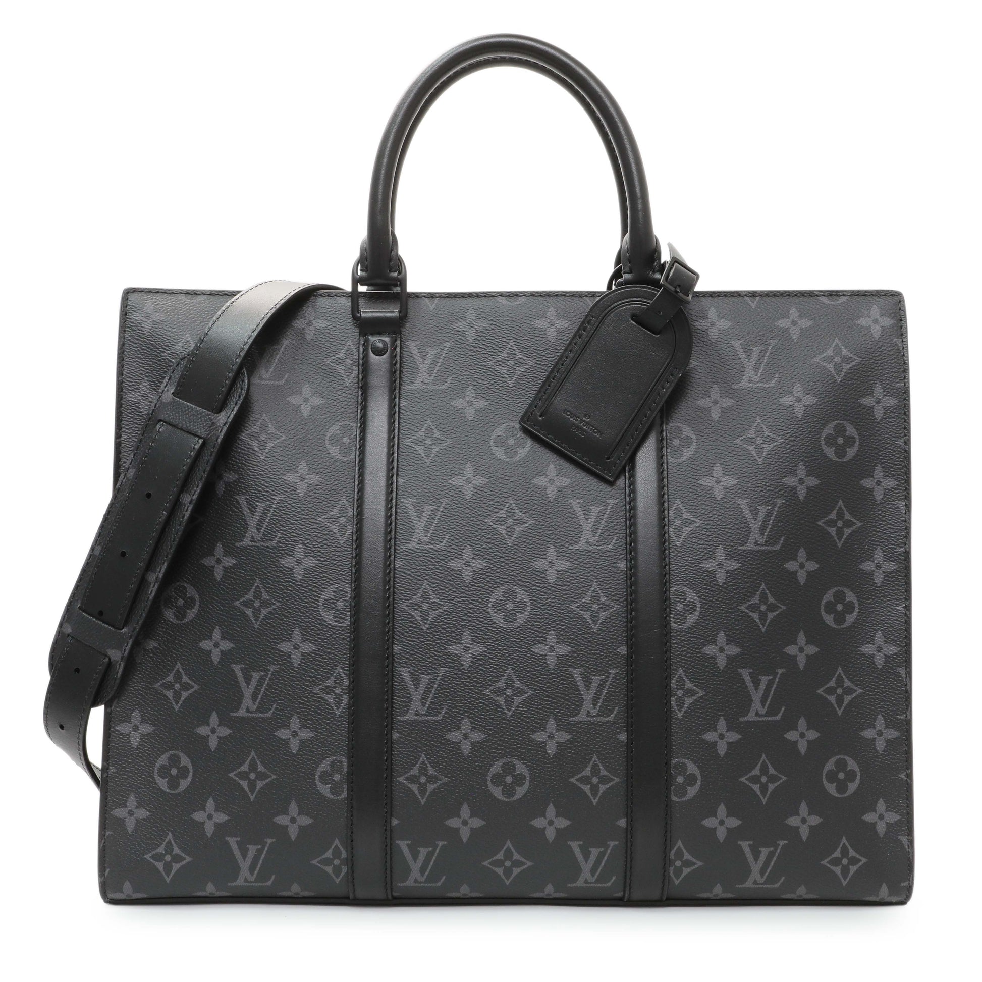 Exclusive Louis Vuitton Monogram Eclipse Sac Plat Horizontal Zipper — Front View
