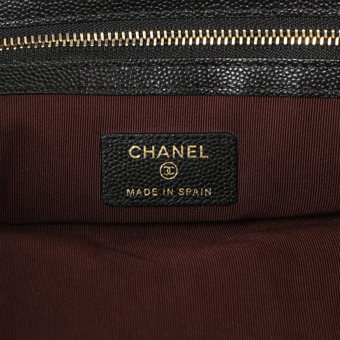 Exclusive Chanel Black Quilted Caviar Large Cosmetic Case — Detail View