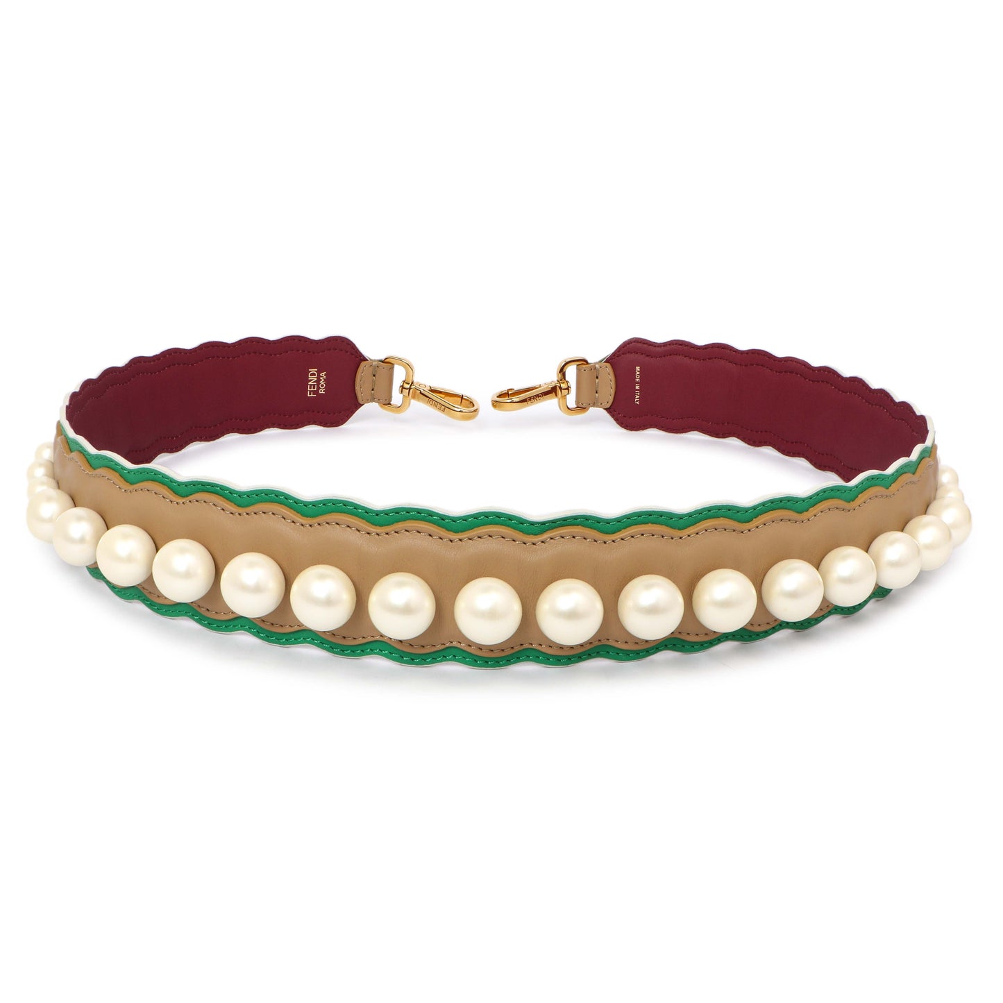 Exclusive Fendi Calfskin Pearl Embellished Strap You — Front View