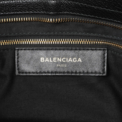 Exclusive Balenciaga Black Chevre Gold Metallic Edge Hardware City — Detail View