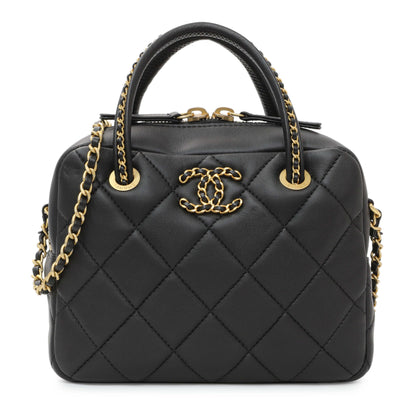Exclusive Chanel Black Lambskin Mini Bowling Bag — Front View