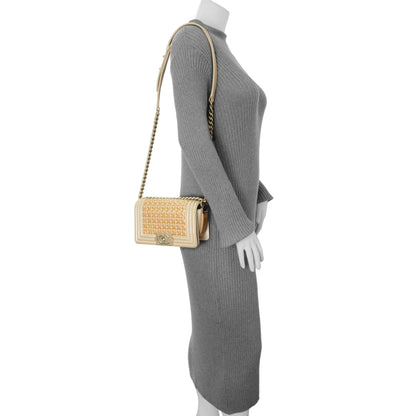 Exclusive Chanel Champagne Braided Lambskin & Patent Small Boy Bag — Alternate View 13