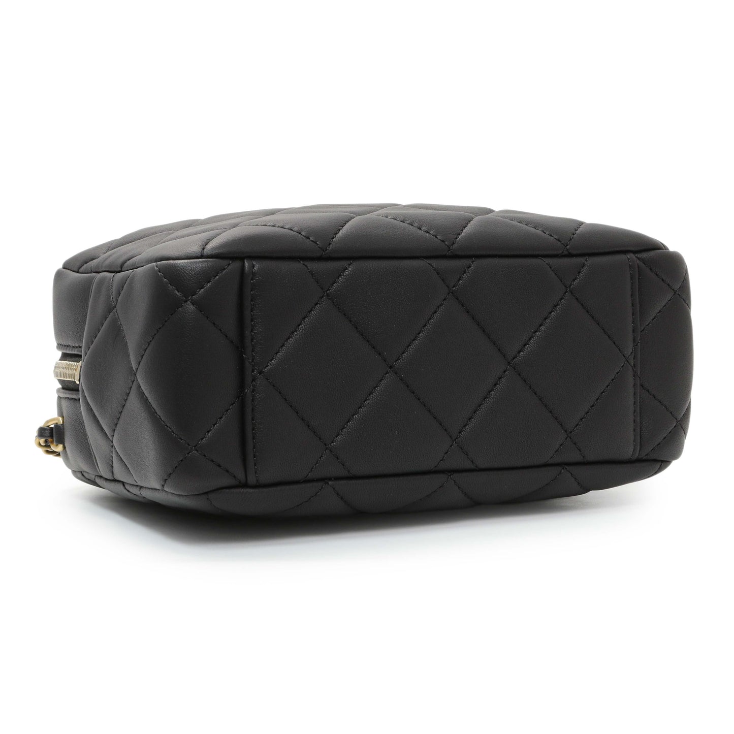 Exclusive Chanel Black Lambskin Mini Bowling Bag — Back View