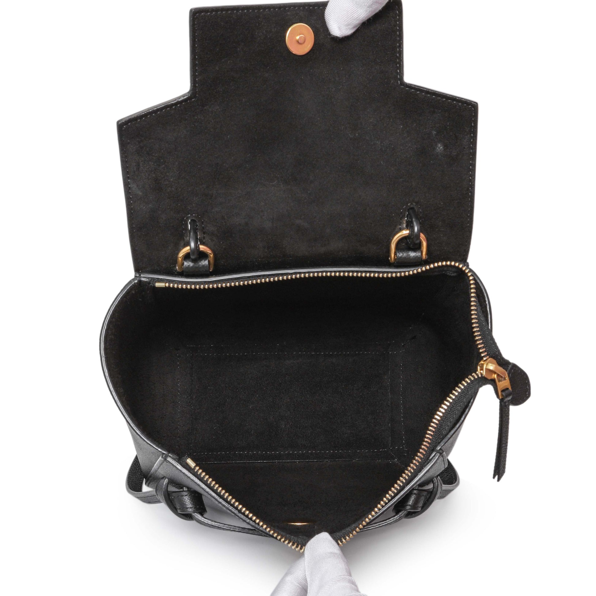 Exclusive Celine Black Grained Calfskin Nano Belt Bag — Top View