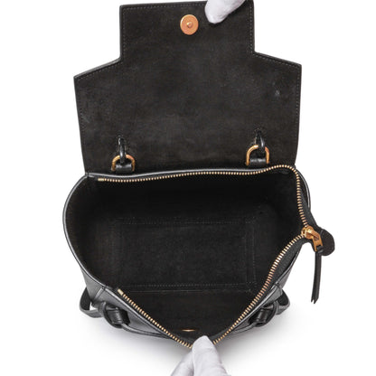 Exclusive Celine Black Grained Calfskin Nano Belt Bag — Top View