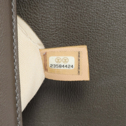 Exclusive Chanel Khaki Grained Calfskin Quilted Medium Label Click Flap — Alternate View 10