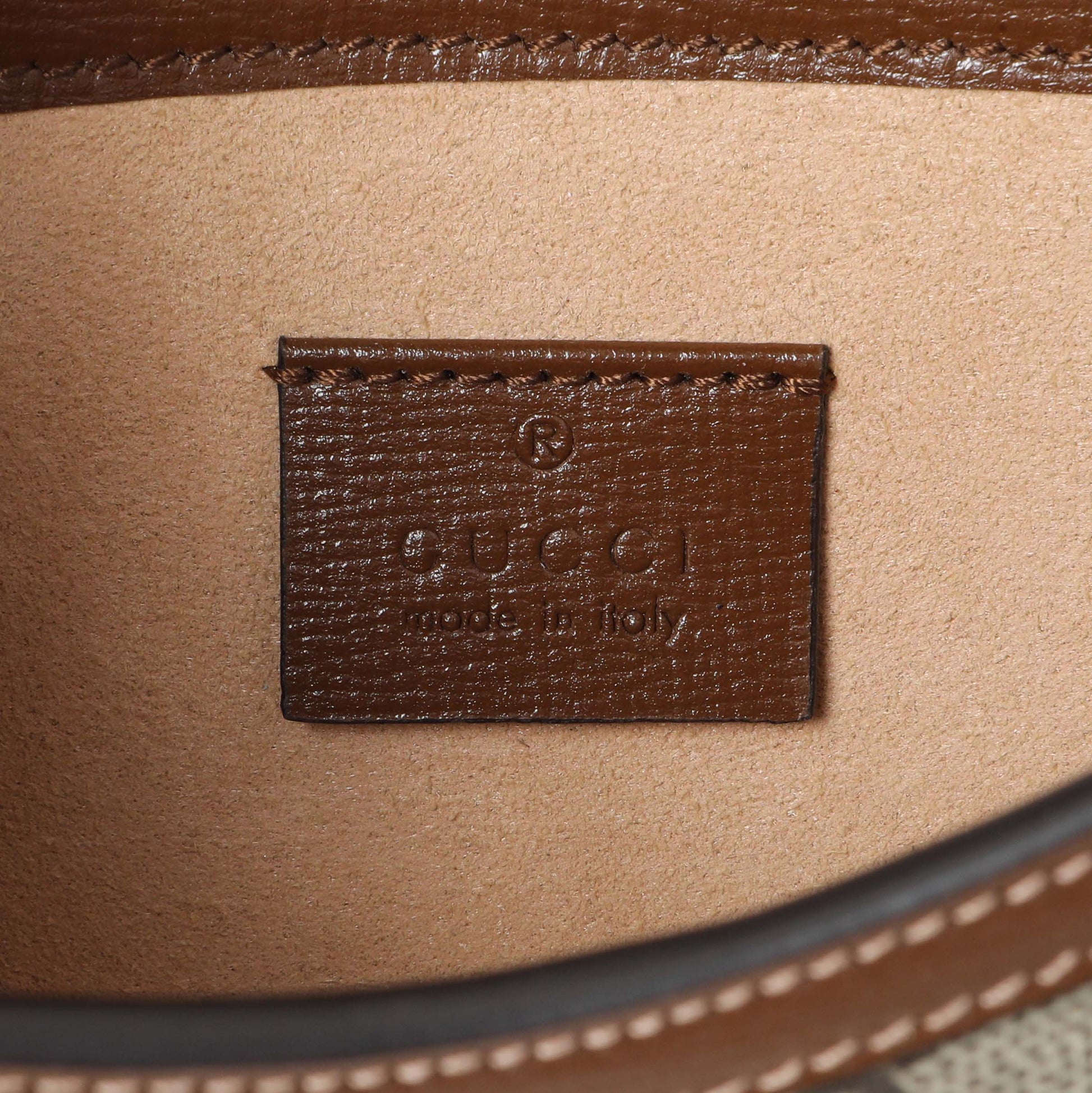 Exclusive Gucci GG Supreme Monogram Mini Horsebit 1955 Shoulder Bag — Detail View