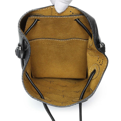 Exclusive Stella McCartney Black Eco Alter Nappa Perforated Logo Mini Bucket Bag — Top View