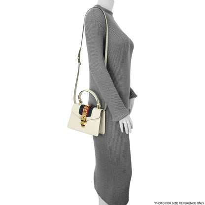 Exclusive Gucci White Calfskin Mini Sylvie Top Handle Bag — Alternate View 8