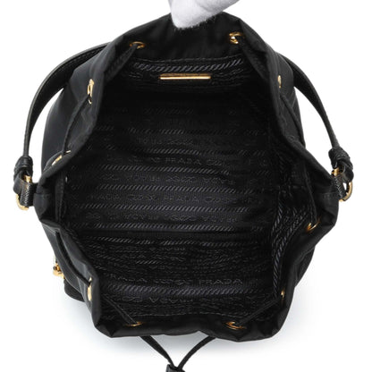 Exclusive Prada Black Re-Nylon Saffiano Duet Bucket Crossbody Bag — Top View