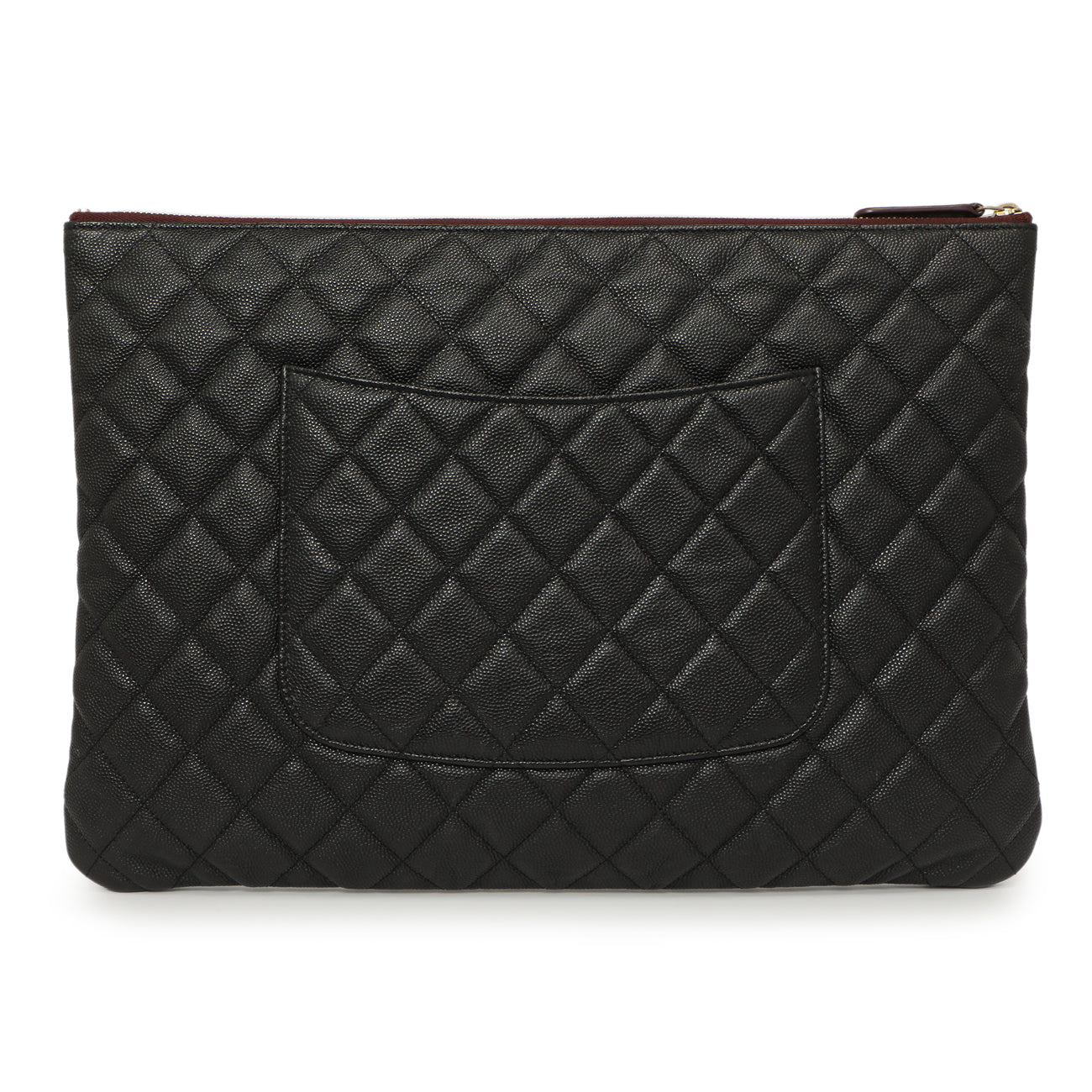 Exclusive Chanel Black Quilted Caviar Large Cosmetic Case — Side View