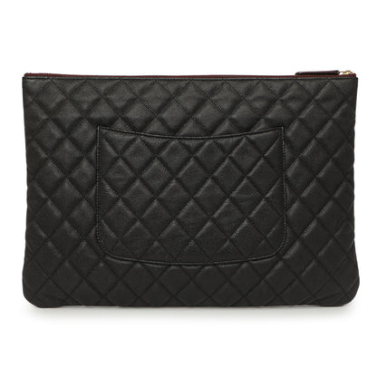 Exclusive Chanel Black Quilted Caviar Large Cosmetic Case — Side View