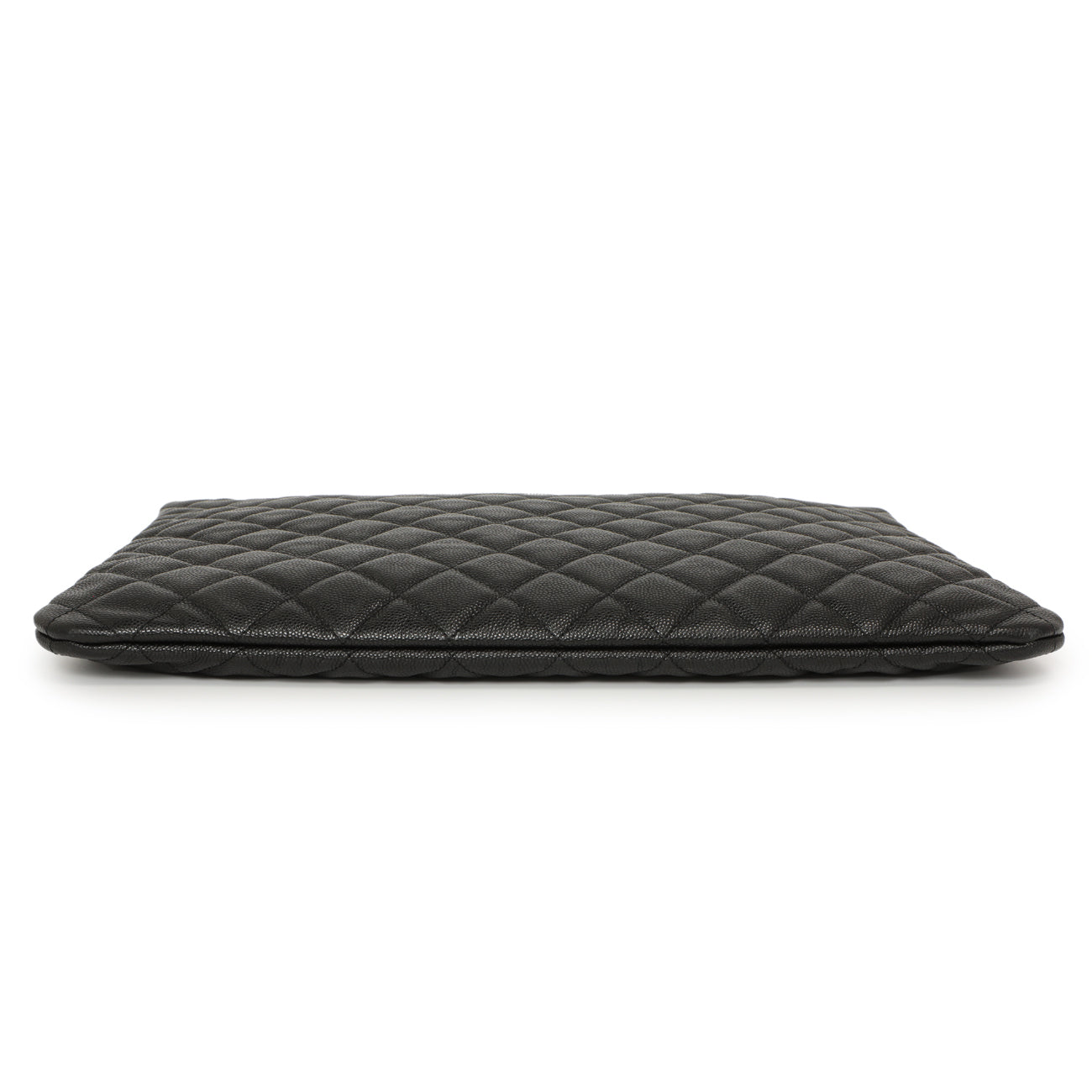 Exclusive Chanel Black Quilted Caviar Large Cosmetic Case — Back View