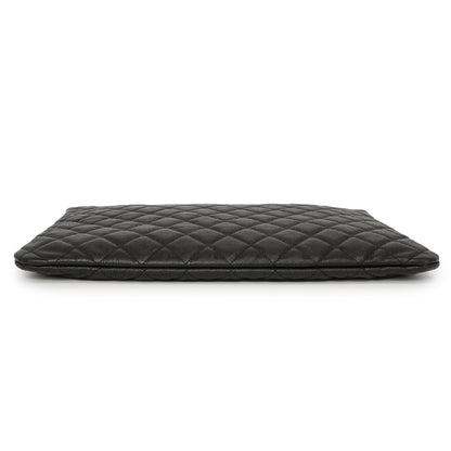 Exclusive Chanel Black Quilted Caviar Large Cosmetic Case — Back View