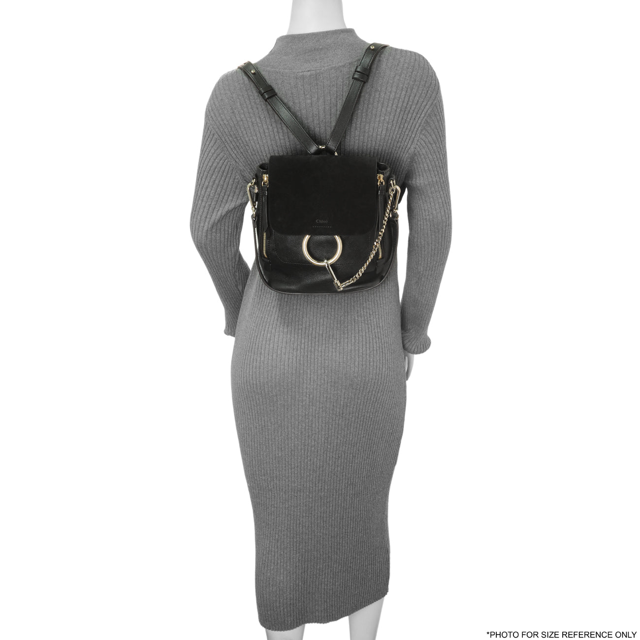 Exclusive Chloe Black Suede Calfskin Small Faye Backpack — Alternate View 7
