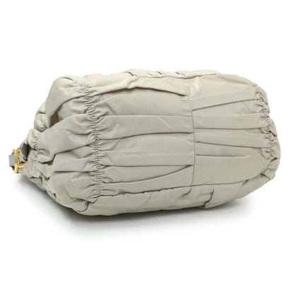 Exclusive Prada Grey Gaufre Shopping Satchel — Back View