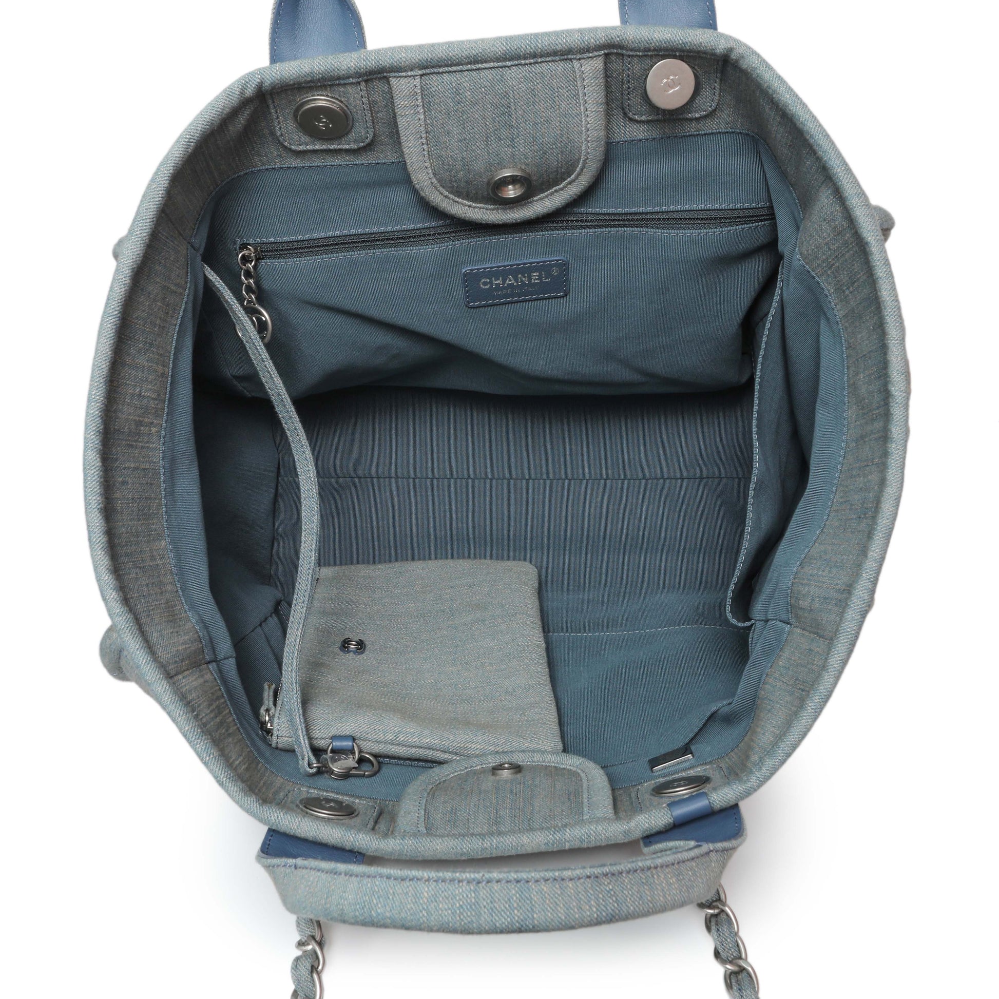 Exclusive Chanel Blue Denim Medium Deauville Tote — Top View