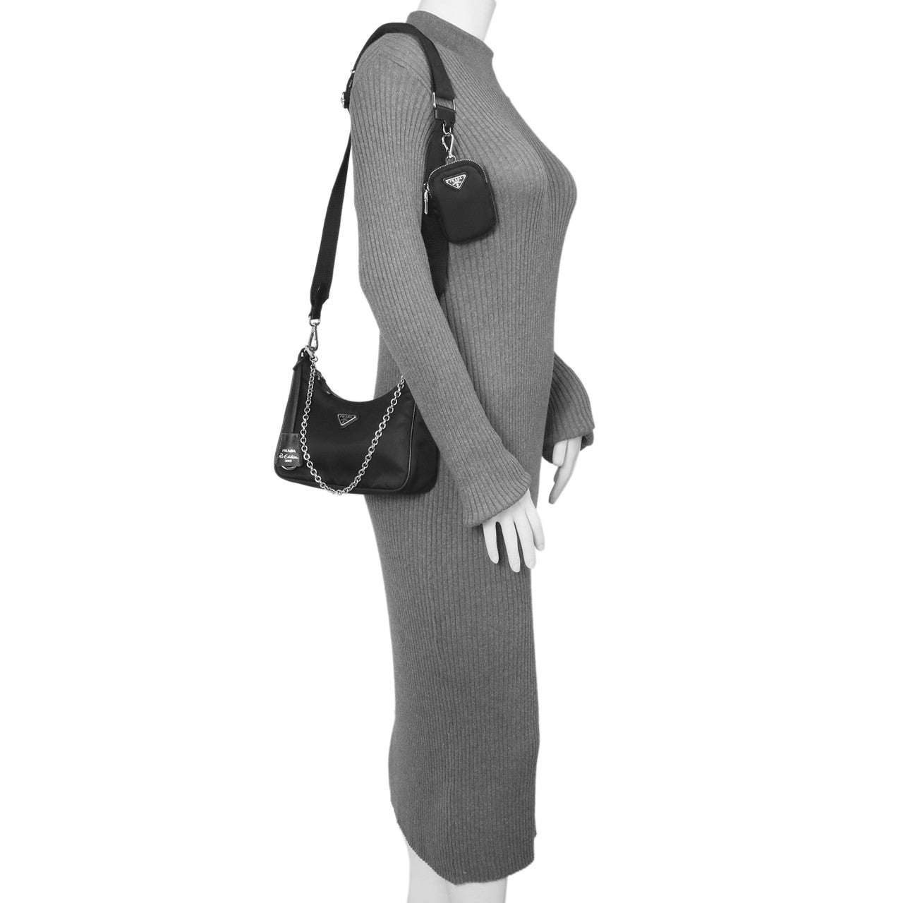 Exclusive Prada Black Nylon Re-Edition 2005 Shoulder Bag — Alternate View 13