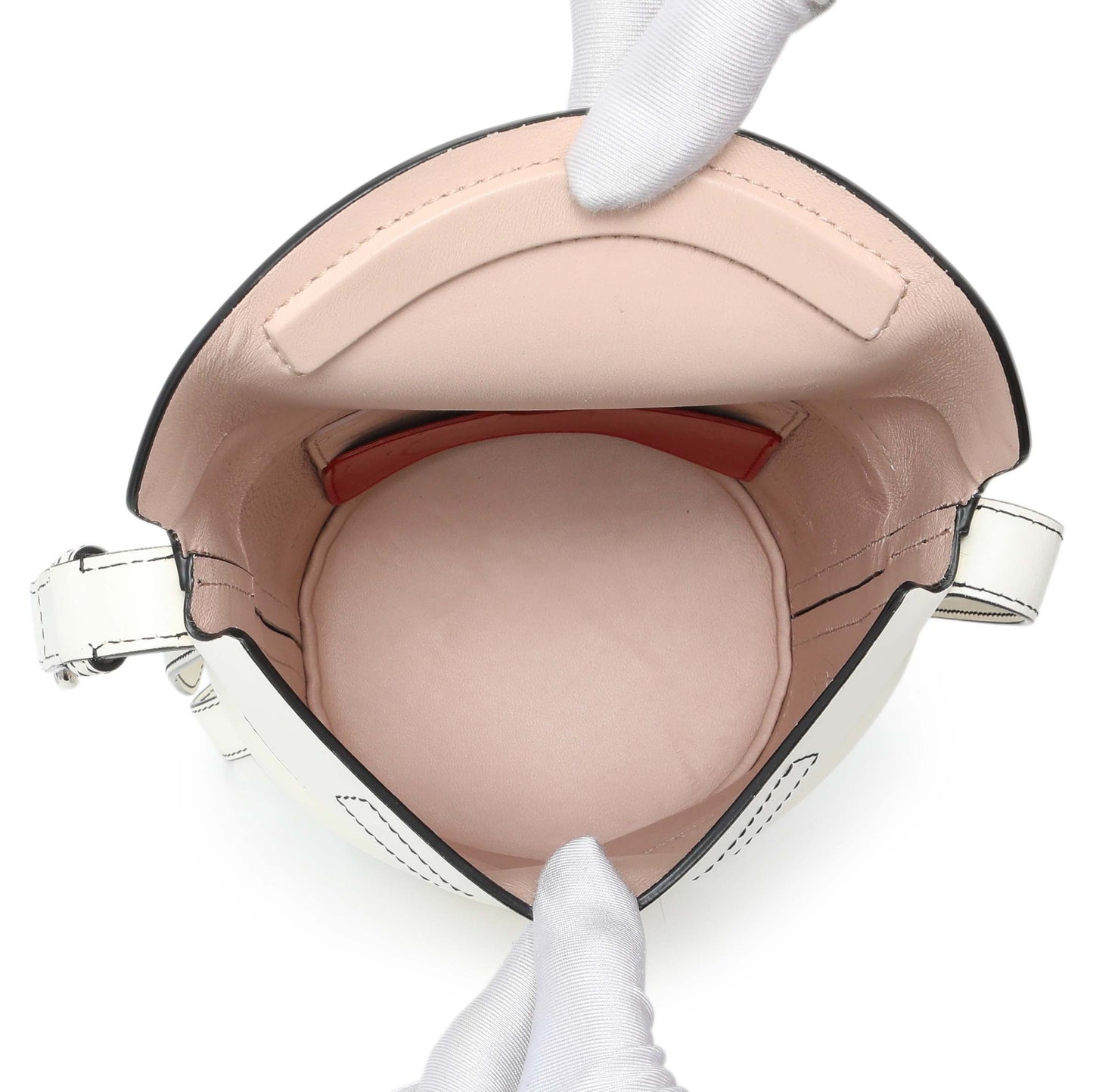 Exclusive Alexander McQueen White Calfskin Curve Small Bucket Bag — Top View