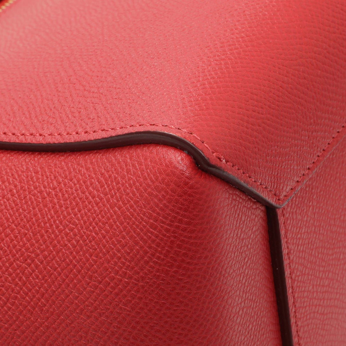 Exclusive Celine Red Grained Calfskin Micro Belt Bag — Lifestyle View