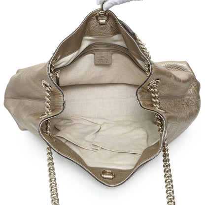 Exclusive Gucci Gold Pebbled Calfskin Medium Soho Chain Shoulder Bag — Alternate View 8