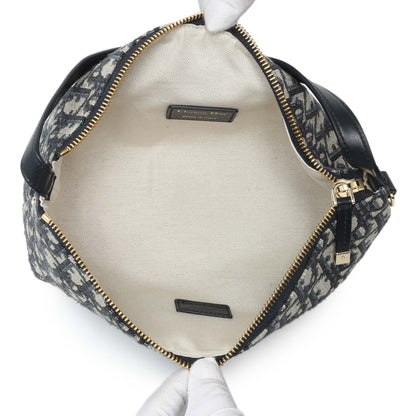 Exclusive Christian Dior Blue Oblique Jacquard Medium DiorTravel Nomad Pouch — Top View