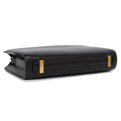 Exclusive Saint Laurent Black Calfskin Reverse Satchel — Back View