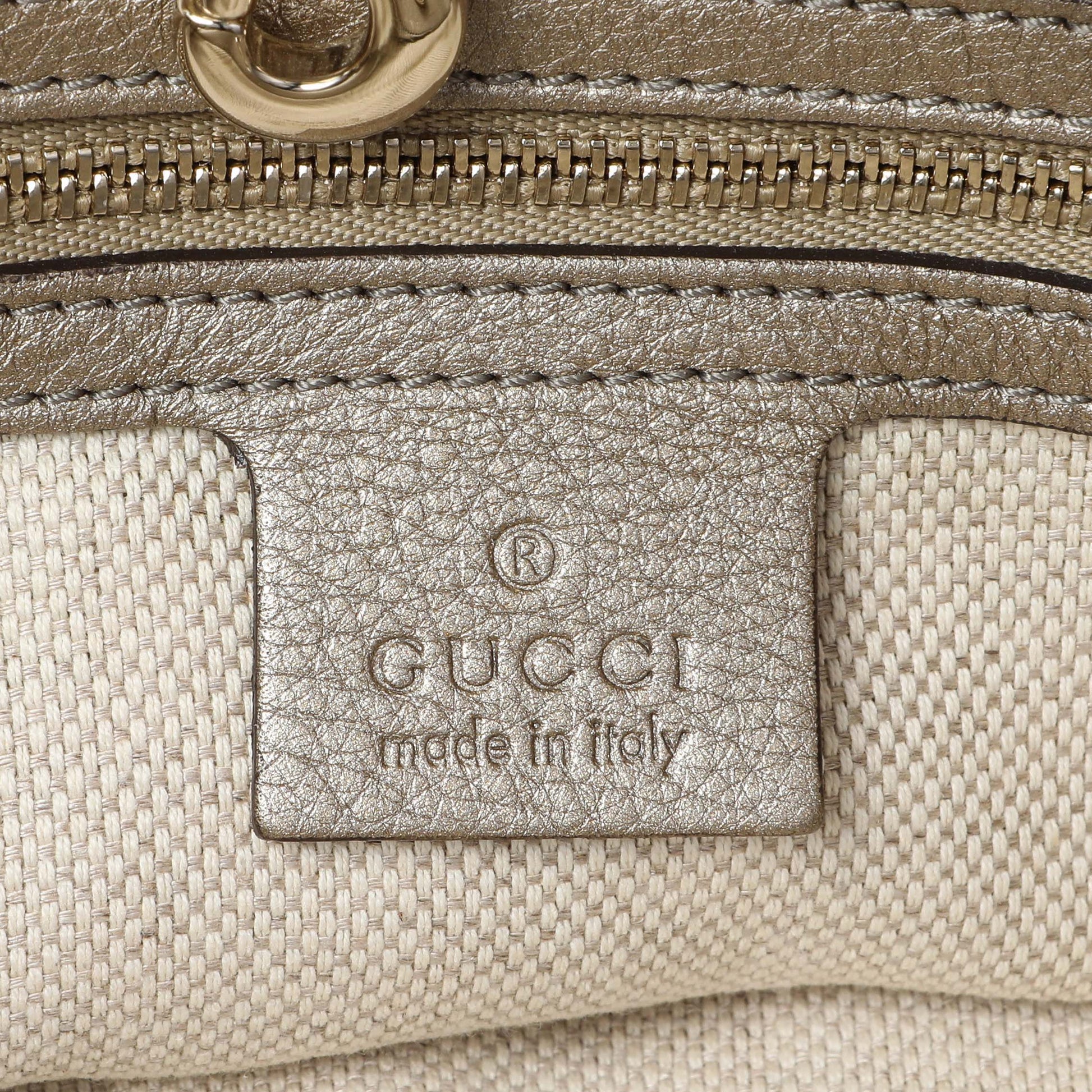 Exclusive Gucci Gold Pebbled Calfskin Medium Soho Chain Shoulder Bag — Alternate View 9