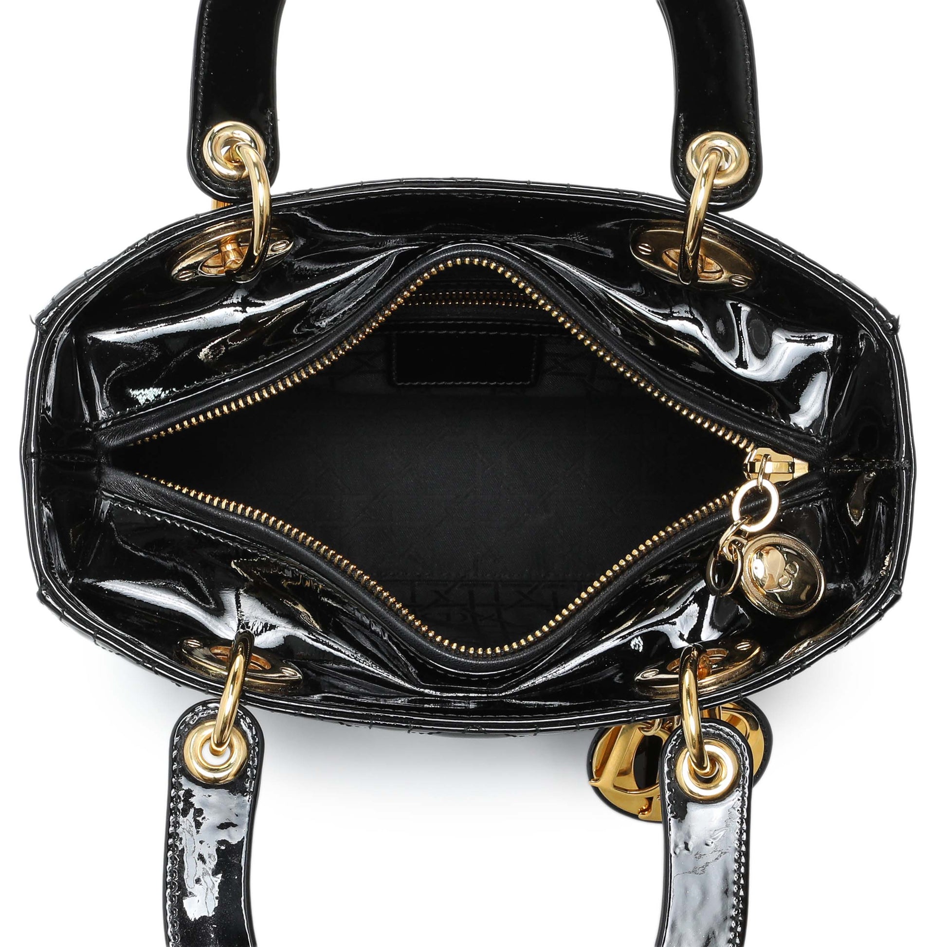Exclusive Christian Dior Patent Cannage Medium Lady Dior — Top View