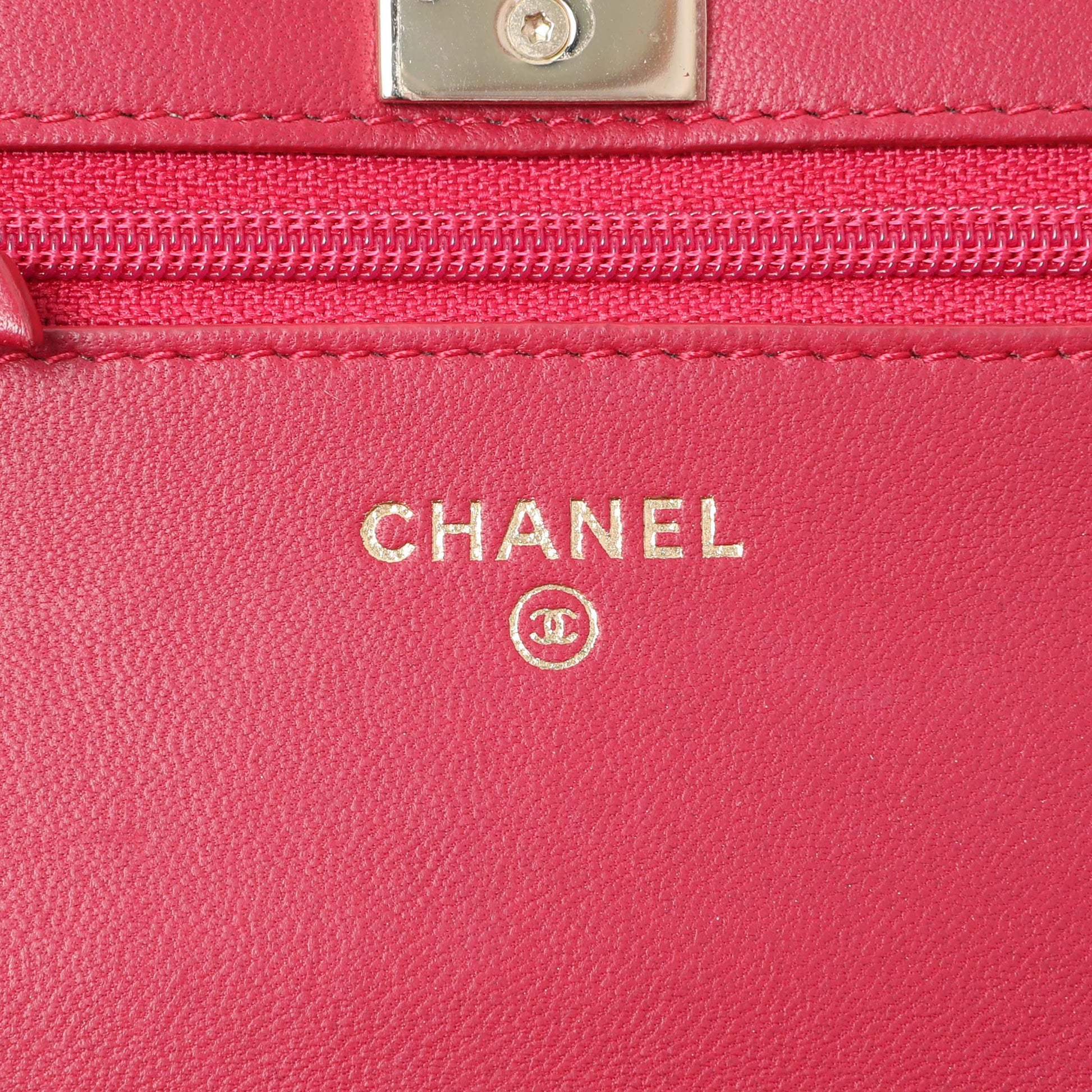Exclusive Chanel Dark Pink Quilted Lambskin Trendy CC Wallet On Chain — Alternate View 9