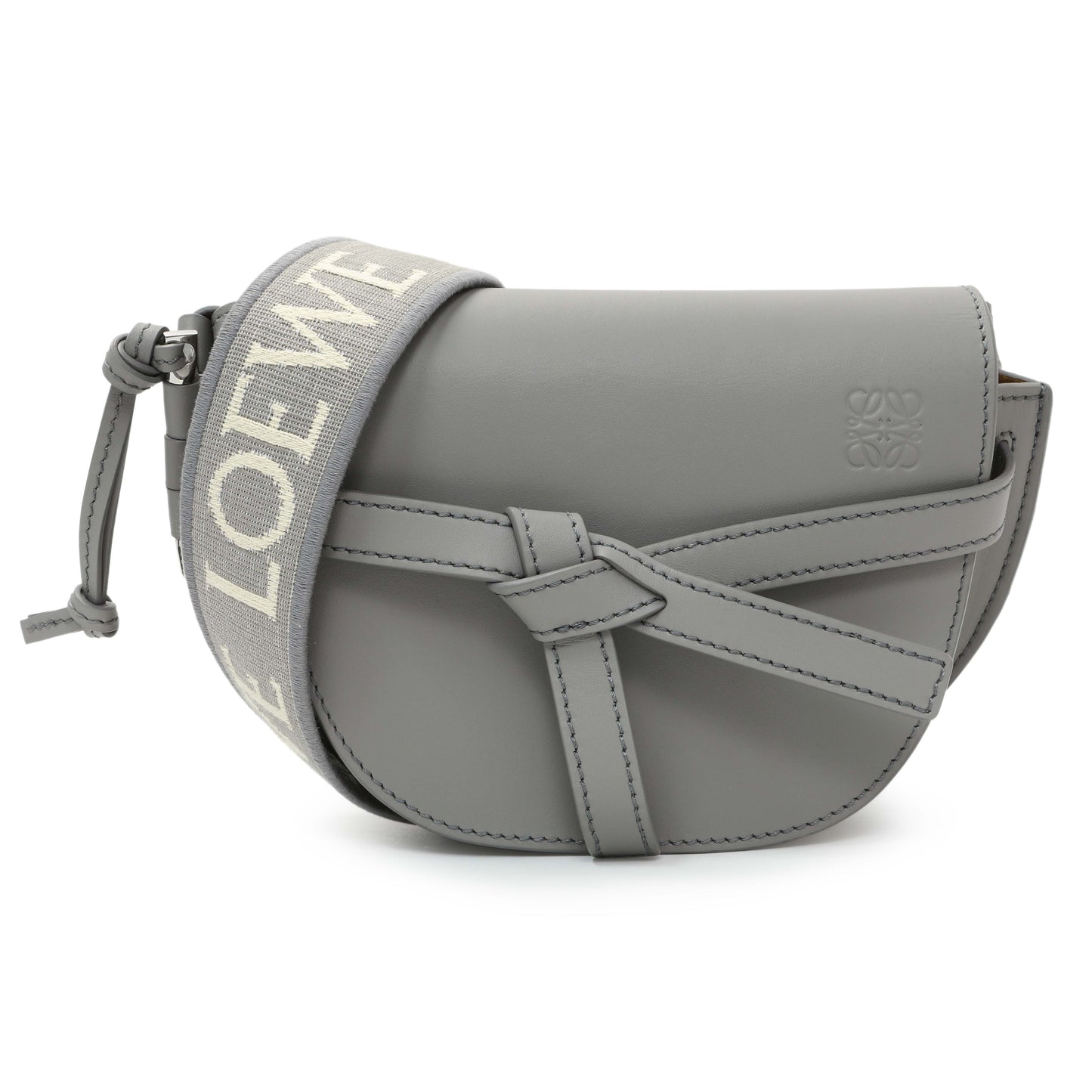 Exclusive Loewe Grey Calfskin Jacquard Mini Gate Crossbody — Front View