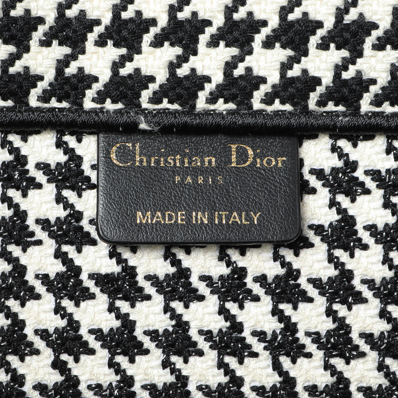 Exclusive Christian Dior Black White Houndstooth Canvas Medium Book Tote — Alternate View 9