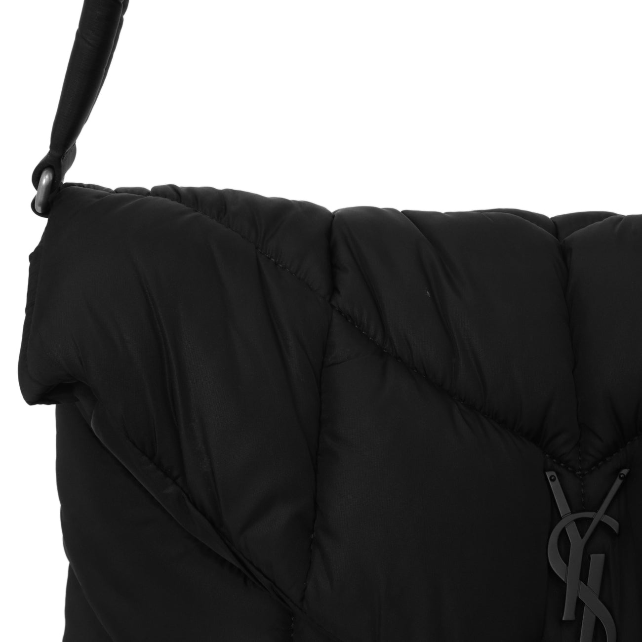 Exclusive Saint Laurent Black Econyl Nylon Lou Puffer Messenger — Alternate View 9