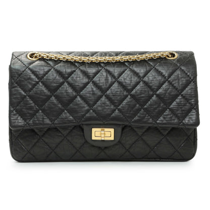 Exclusive Chanel Black Aged Calfskin Quilted 2.55 Reissue 226 Flap — Front View