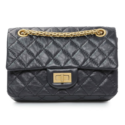 Exclusive Chanel Navy Aged Calfskin Quilted 2.55 Reissue Mini Flap — Front View